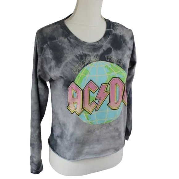 AC DC Tops - AC/DC 1979 Collector's Concert Cropped Tie-Dyed Sweatshirt Style, Size Small